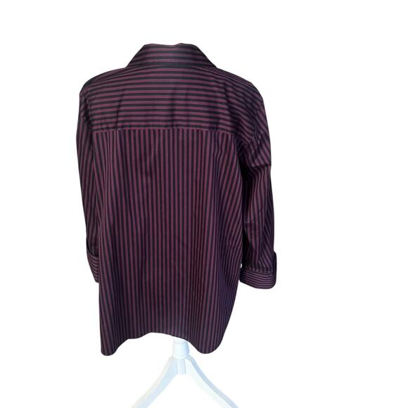 Foxcroft Purple Stripe Button Up Shirt Size 20W Shaped Wrinkle Free - Picture 6 of 8